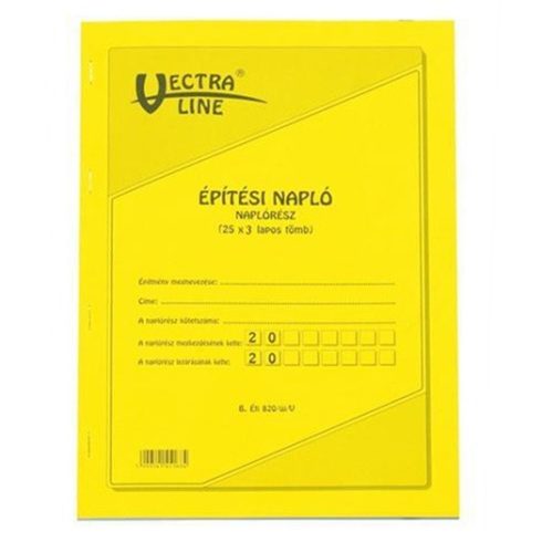 Nyomtatvány építési napló VECTRA-LINE A/4 25x3 álló pótlapokkal