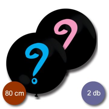 Babaváró fekete latex léggömb, Kérdőjelek, 2 db/csomag