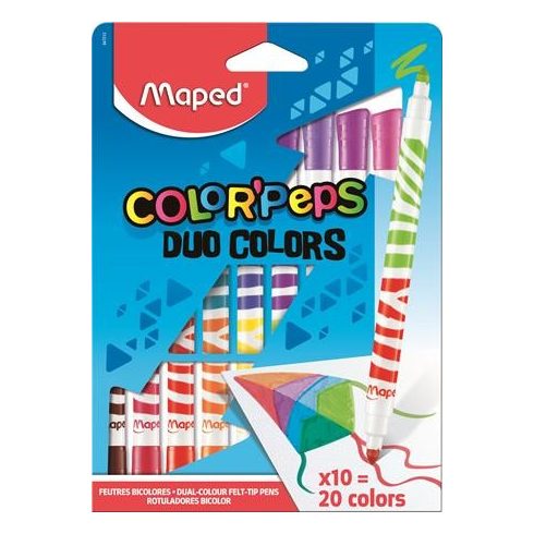 Filctoll készlet, kimosható, MAPED "Color'Peps Duo", 20 különböző szín