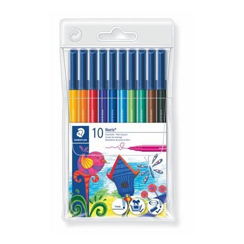 Filctoll készlet, 1 mm, kimosható, STAEDTLER "Noris 326", 10 különböző szín