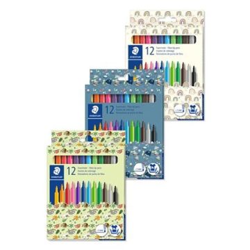   Filctoll készlet, 1 mm, kimosható, vegyes mintájú csomagolás, STAEDTLER "325", 12 különböz...