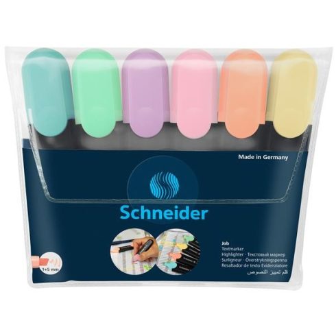 Szövegkiemelő készlet, 1-5 mm, SCHNEIDER "Job Pastel", 6 különböző pasztell szín