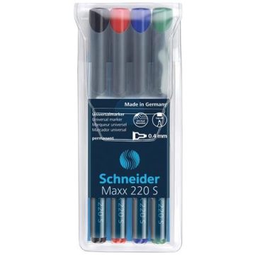   Alkoholos marker készlet, OHP, 0,4 mm, SCHNEIDER "Maxx 220 S", 4 különböző szín