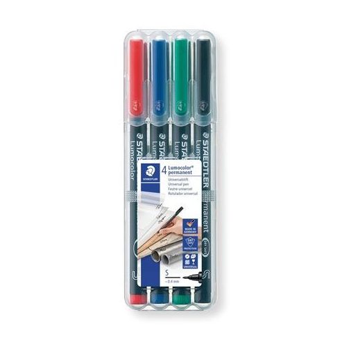 Alkoholos marker készlet, OHP, 0,4 mm, STAEDTLER "Lumocolor® 313 S", 4 különböző szín