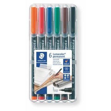   Alkoholos marker készlet, OHP, 0,4 mm, STAEDTLER "Lumocolor® 313 S", 6 különböző szín