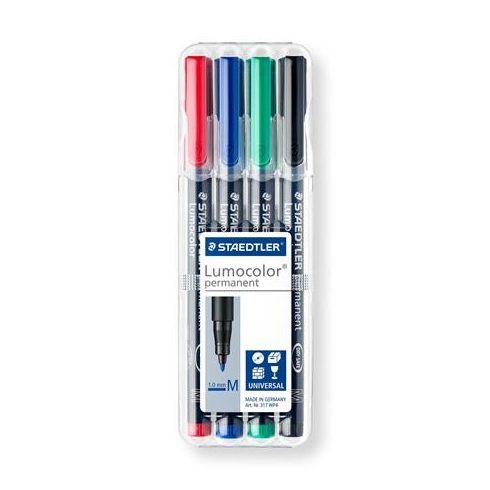 Alkoholos marker készlet, OHP, 1 mm, STAEDTLER "Lumocolor® 317 M", 4 különböző szín