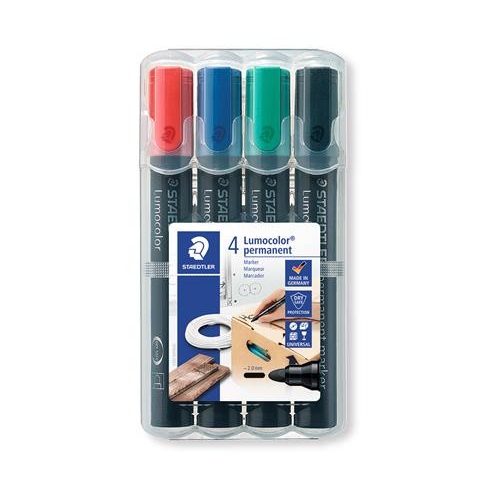 Alkoholos marker készlet, 2 mm, kúpos, STAEDTLER "Lumocolor® 352", 4 különböző szín