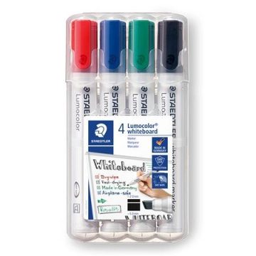   Táblamarker készlet, 2-5 mm, vágott, STAEDTLER "Lumocolor® 351 B", 4 különböző szín