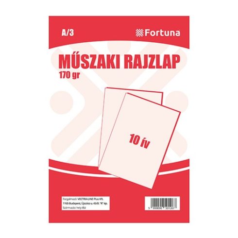 Rajzlap műszaki FORTUNA A/3 180gr 10 ív/csomag