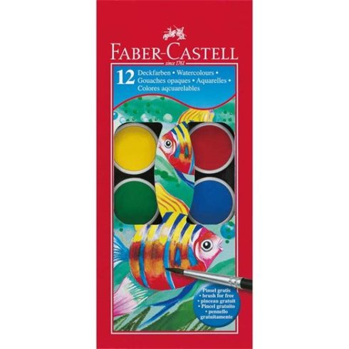 Vízfesték FABER-CASTELL 30mm 12-es ajándék ecsettel